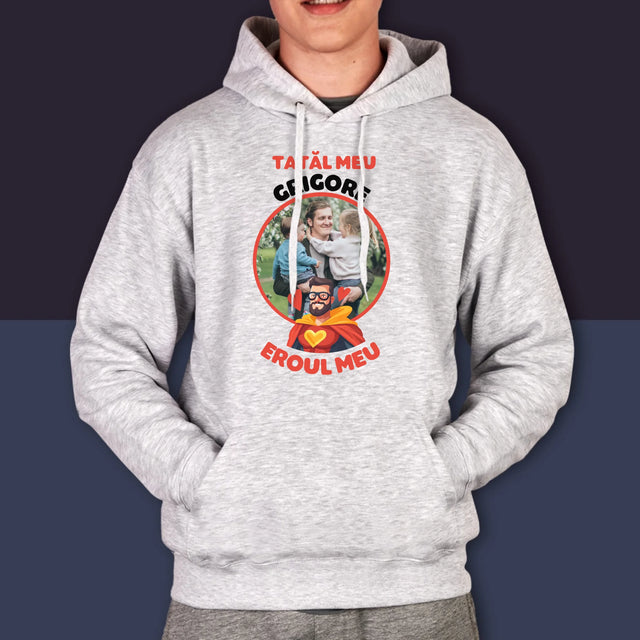 Fotografie Si Semnătură: Tată Eroul Meu - Hanorac Cu Glugă Pentru Bărbați