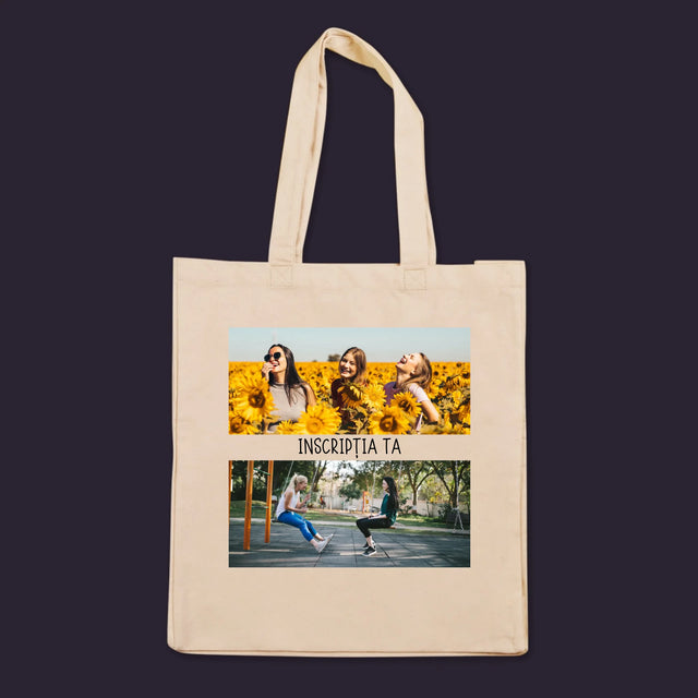 Colaj De Fotografii: 2 Fotografii Cu Inscripție - Sacoșă De Pânză