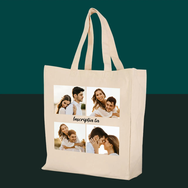 Colaj De Fotografii: 4 Fotografii Cu Inscripție - Sacoșă De Pânză