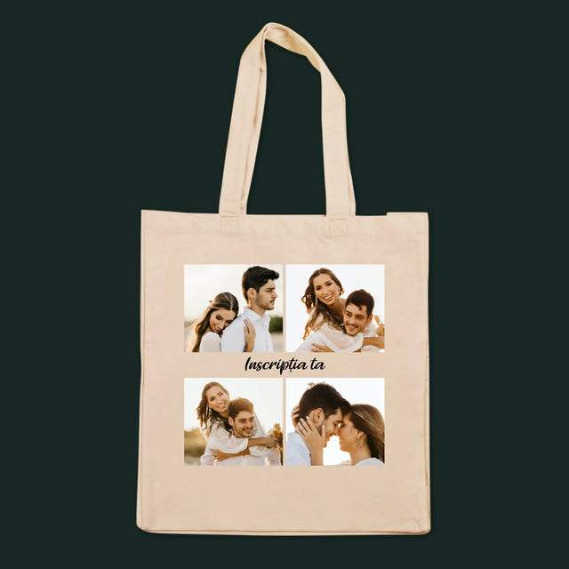 Colaj De Fotografii: 4 Fotografii Cu Inscripție - Sacoșă De Pânză