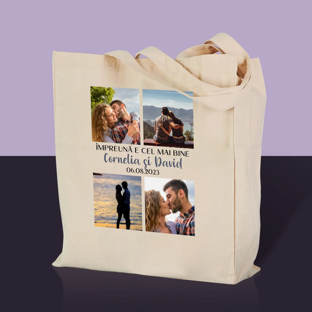 Colaj De Fotografii: Împreună E Cel Mai Bine - Sacoșă De Pânză