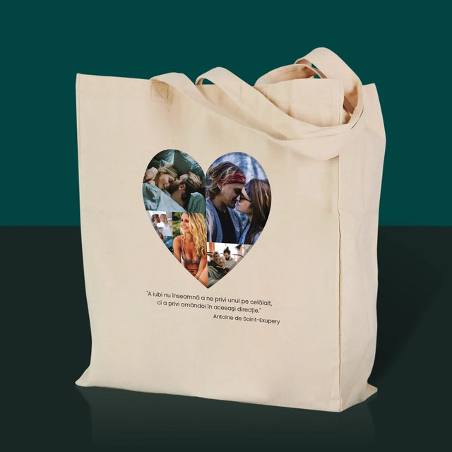Colaj De Fotografii: Fotografie În Inimă - Sacoșă De Pânză