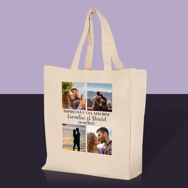 Colaj De Fotografii: Împreună E Cel Mai Bine - Sacoșă De Pânză