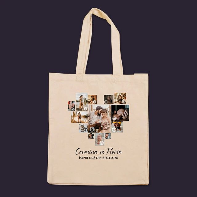 Colaj De Fotografii: Inimă - Colaj Din Fotografii - Sacoșă De Pânză