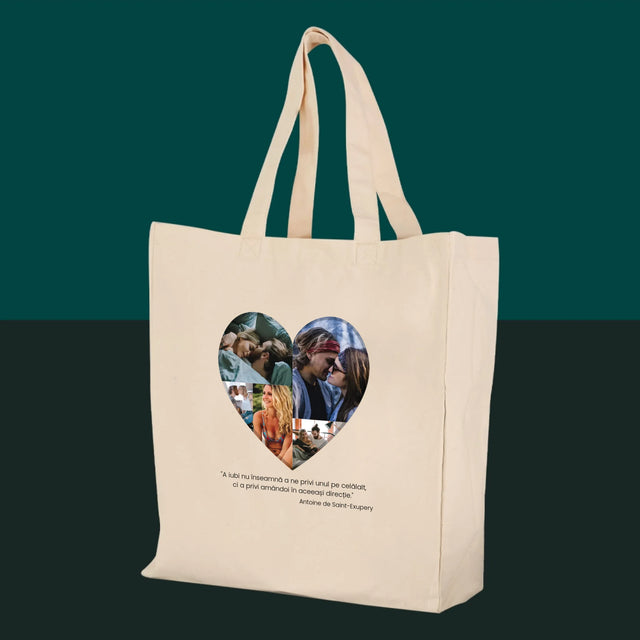 Colaj De Fotografii: Fotografie În Inimă - Sacoșă De Pânză