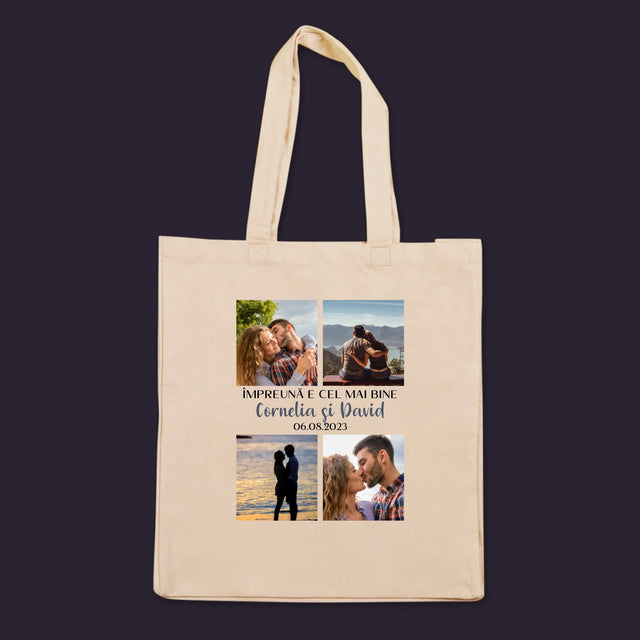 Colaj De Fotografii: Împreună E Cel Mai Bine - Sacoșă De Pânză