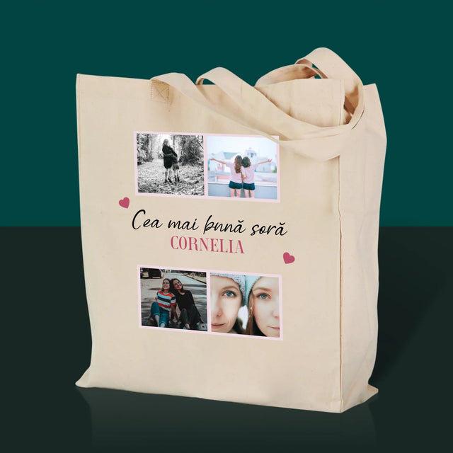 Colaj De Fotografii: Cea Mai Bună Soră Din Lume - Sacoșă De Pânză