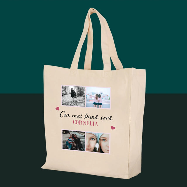 Colaj De Fotografii: Cea Mai Bună Soră Din Lume - Sacoșă De Pânză