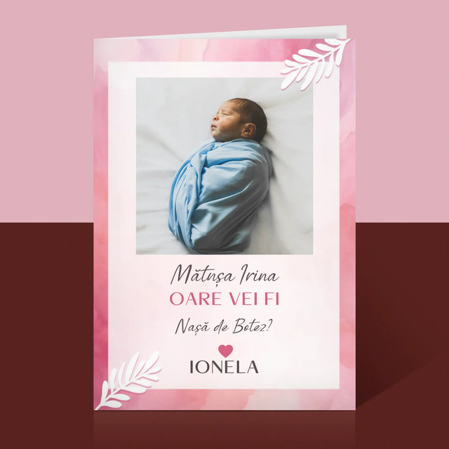 Colaj De Fotografii: Cerere Pentru Nașă De Botez - Card Cu Felicitări