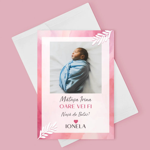 Colaj De Fotografii: Cerere Pentru Nașă De Botez - Card Cu Felicitări
