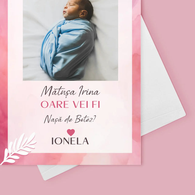 Colaj De Fotografii: Cerere Pentru Nașă De Botez - Card Cu Felicitări