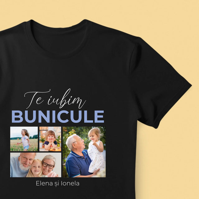 Colaj De Fotografii: Te Iubim Bunicule - Tricou Pentru Bărbați
