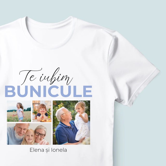Colaj De Fotografii: Te Iubim Bunicule - Tricou Pentru Bărbați