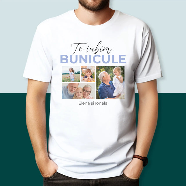 Colaj De Fotografii: Te Iubim Bunicule - Tricou Pentru Bărbați