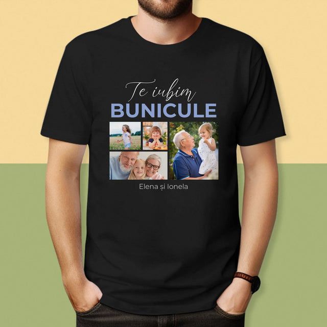 Colaj De Fotografii: Te Iubim Bunicule - Tricou Pentru Bărbați