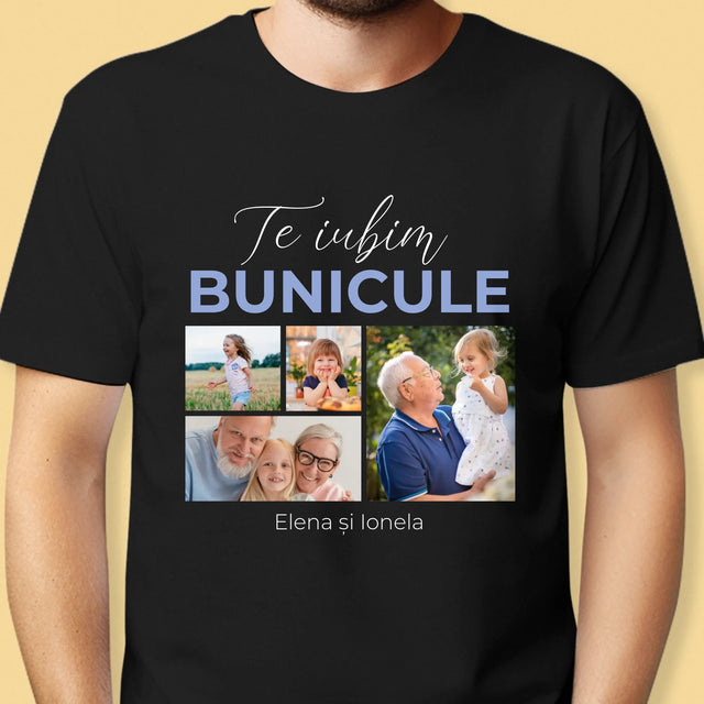 Colaj De Fotografii: Te Iubim Bunicule - Tricou Pentru Bărbați