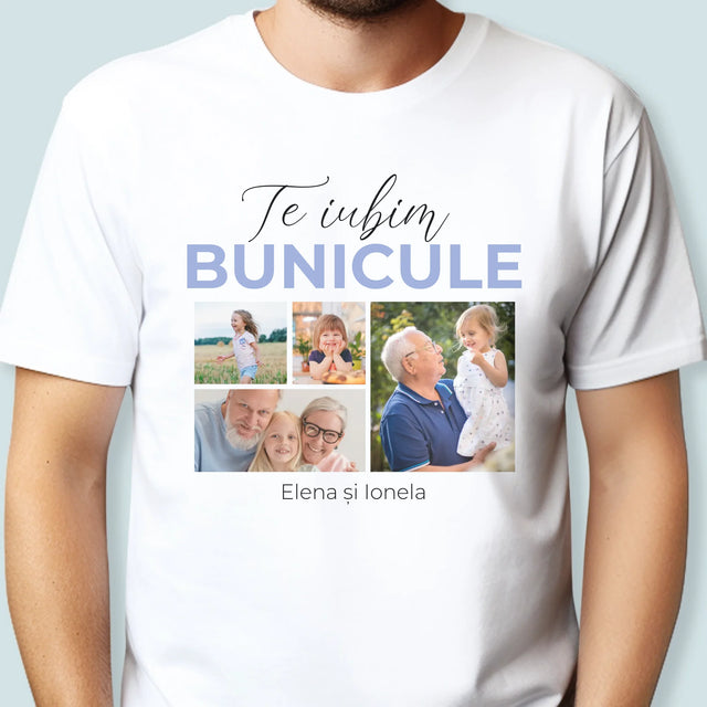 Colaj De Fotografii: Te Iubim Bunicule - Tricou Pentru Bărbați