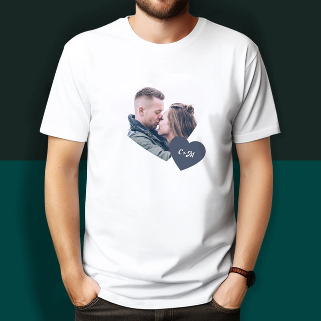 Colaj De Fotografii: Inițiale Inimă - Tricouri Cuplu