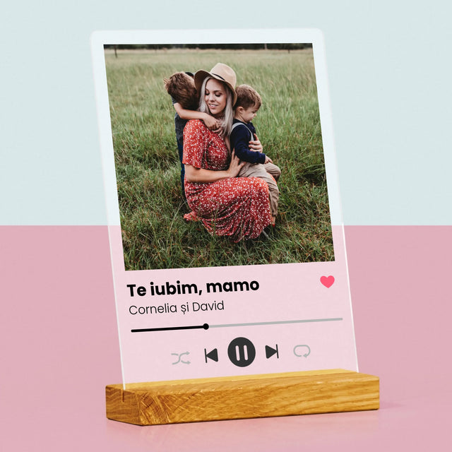 Fotografie Si Semnătură: Te Iubim Mamo - Imprimare Pe Sticlă Acrilică (Verticală)