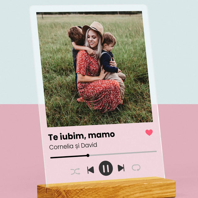 Fotografie Si Semnătură: Te Iubim Mamo - Imprimare Pe Sticlă Acrilică (Verticală)