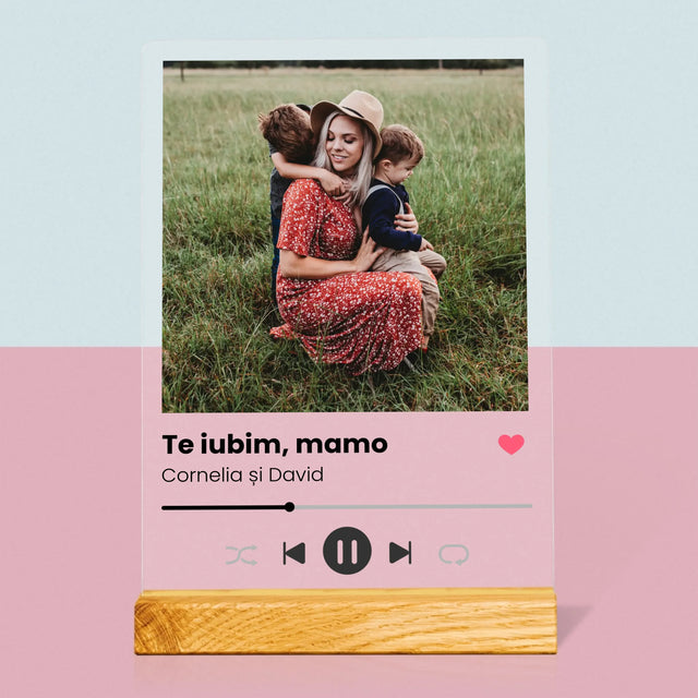 Fotografie Si Semnătură: Te Iubim Mamo - Imprimare Pe Sticlă Acrilică (Verticală)