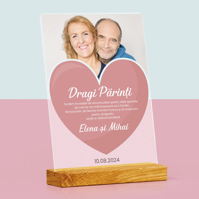 Fotografie Si Semnătură: Dragi Părinți - Imprimare Pe Sticlă Acrilică (Verticală)