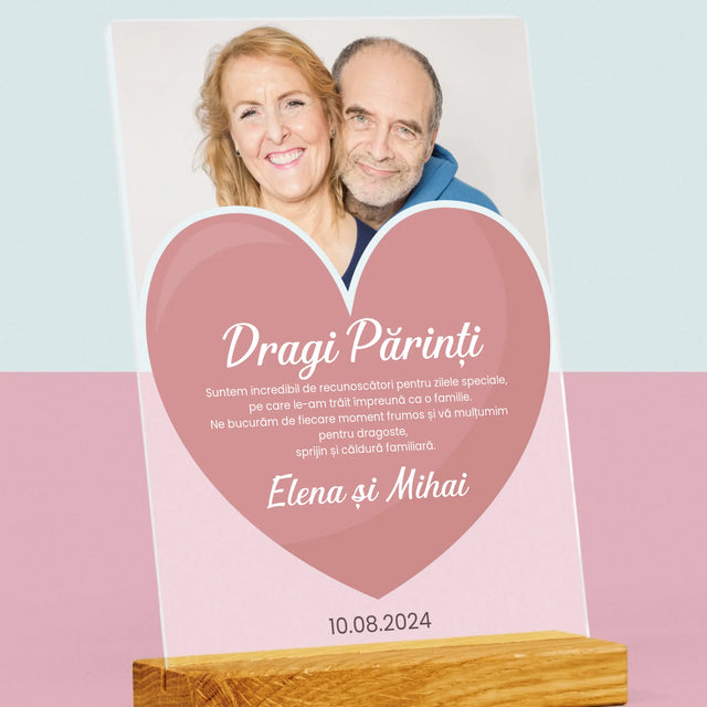 Fotografie Si Semnătură: Dragi Părinți - Imprimare Pe Sticlă Acrilică (Verticală)