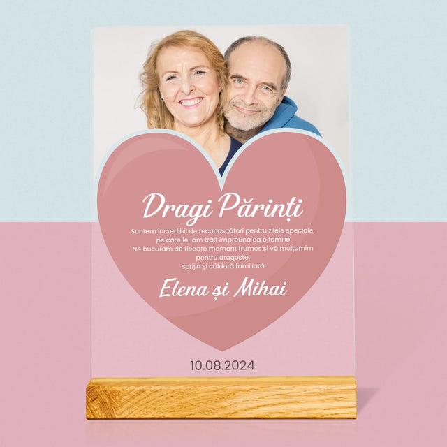 Fotografie Si Semnătură: Dragi Părinți - Imprimare Pe Sticlă Acrilică (Verticală)
