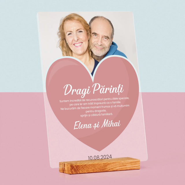Fotografie Si Semnătură: Dragi Părinți - Imprimare Pe Sticlă Acrilică (Verticală)