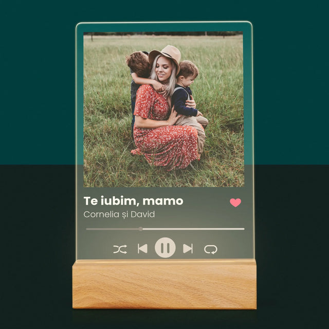 Fotografie Si Semnătură: Te Iubim Mamo - Imprimare Pe Sticlă Acrilică (Verticală)
