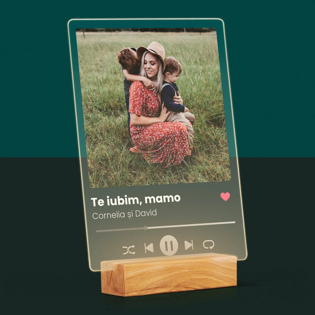 Fotografie Si Semnătură: Te Iubim Mamo - Imprimare Pe Sticlă Acrilică (Verticală)