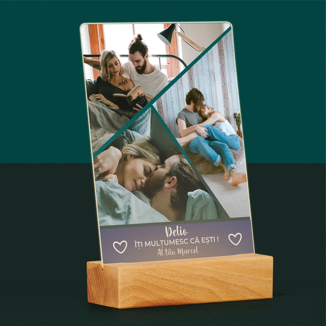 Colaj De Fotografii: Mulțumesc Că Ești - Imprimare Pe Sticlă Acrilică (Verticală)