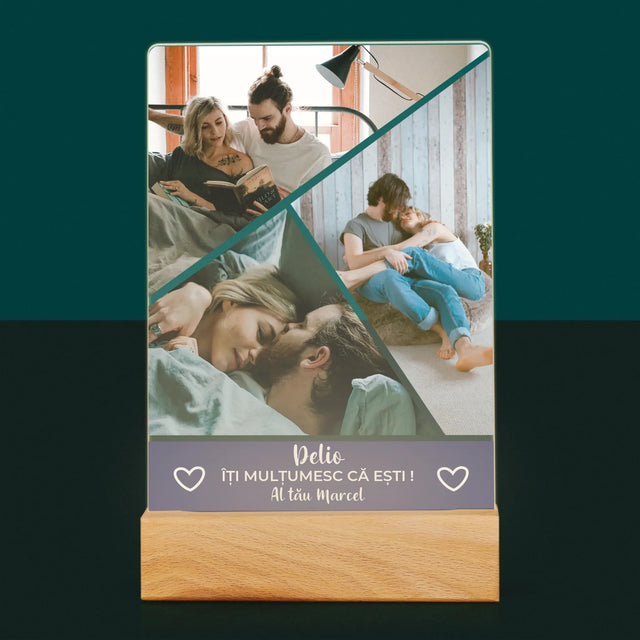Colaj De Fotografii: Mulțumesc Că Ești - Imprimare Pe Sticlă Acrilică (Verticală)