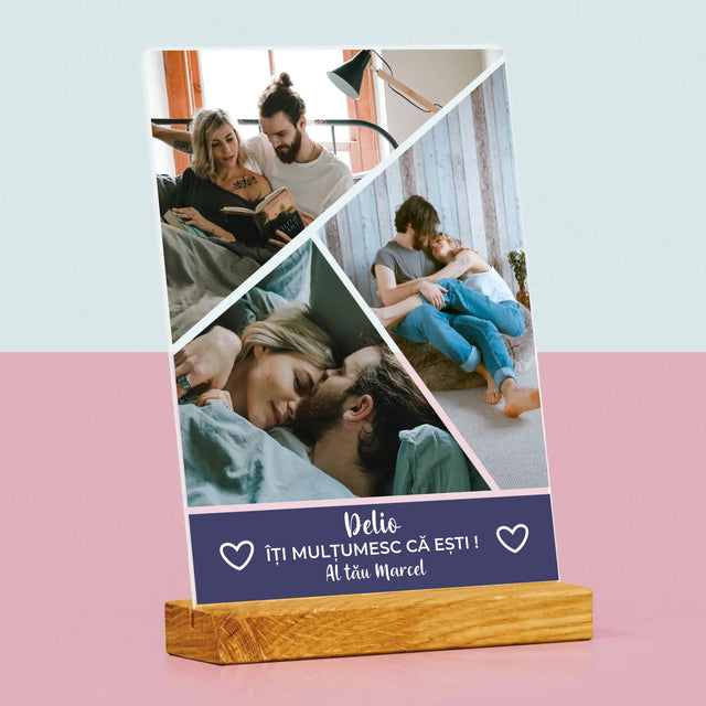Colaj De Fotografii: Mulțumesc Că Ești - Imprimare Pe Sticlă Acrilică (Verticală)
