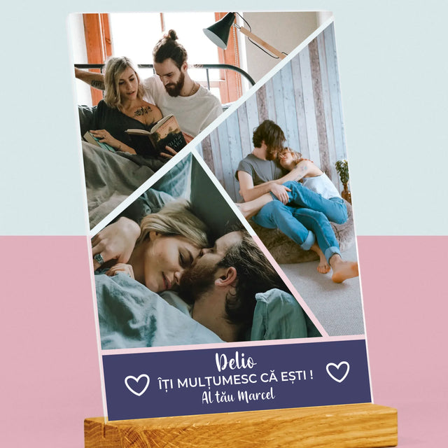 Colaj De Fotografii: Mulțumesc Că Ești - Imprimare Pe Sticlă Acrilică (Verticală)