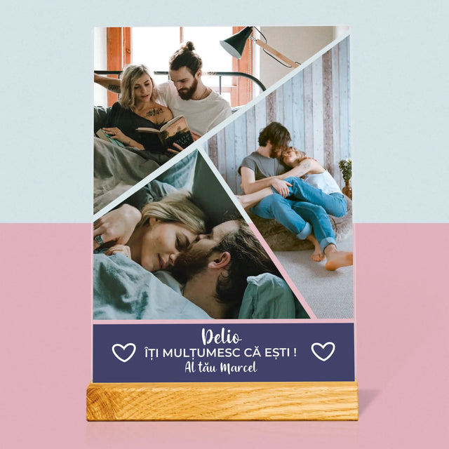 Colaj De Fotografii: Mulțumesc Că Ești - Imprimare Pe Sticlă Acrilică (Verticală)