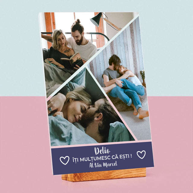 Colaj De Fotografii: Mulțumesc Că Ești - Imprimare Pe Sticlă Acrilică (Verticală)