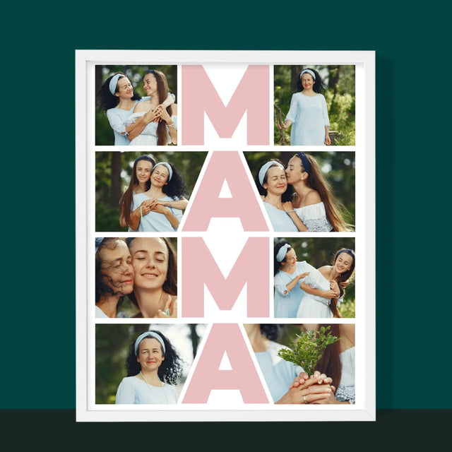 Colaj De Fotografii: Mama Colaj Din Fotografii - Imprimare Cu Ramă 30X40 (Verticală)