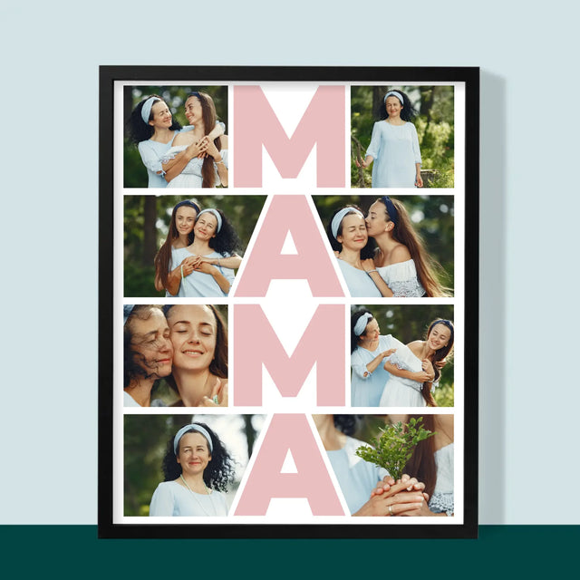 Colaj De Fotografii: Mama Colaj Din Fotografii - Imprimare Cu Ramă 30X40 (Verticală)
