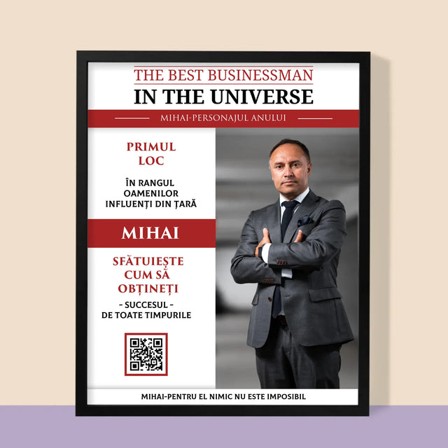 Copertă Derevistă: The Best Buisnessman In The Universe - Imprimare Cu Ramă 30X40 (Verticală)