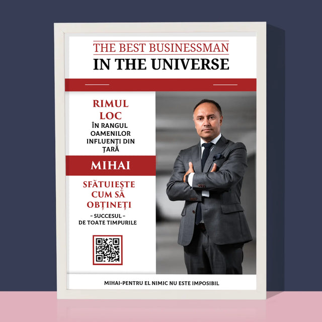 Copertă Derevistă: The Best Buisnessman In The Universe - Imprimare Cu Ramă 30X40 (Verticală)