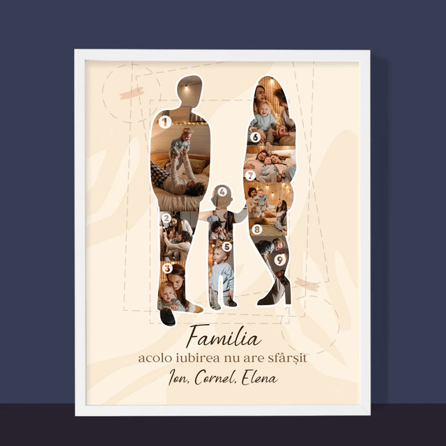 Formă Din Fotografii: Iubire Fe Familie - Imprimare Cu Ramă 30X40 (Verticală)