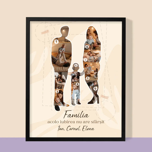 Formă Din Fotografii: Iubire Fe Familie - Imprimare Cu Ramă 30X40 (Verticală)