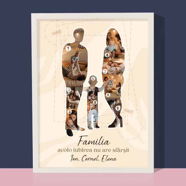 Formă Din Fotografii: Iubire Fe Familie - Imprimare Cu Ramă 30X40 (Verticală)