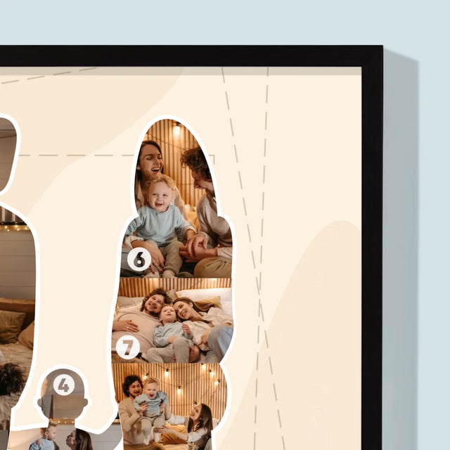 Formă Din Fotografii: Iubire Fe Familie - Imprimare Cu Ramă 30X40 (Verticală)