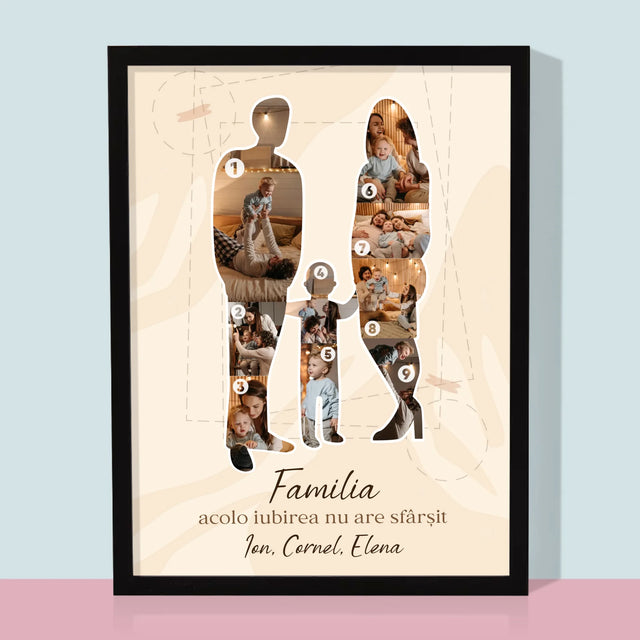 Formă Din Fotografii: Iubire Fe Familie - Imprimare Cu Ramă 30X40 (Verticală)