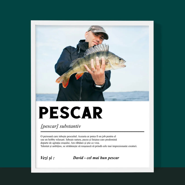 Fotografie Si Semnătură: Definiția Pescarului - Imprimare Cu Ramă 30X40 (Verticală)