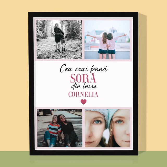 Colaj De Fotografii: Cea Mai Bună Soră Din Lume - Imprimare Cu Ramă 30X40 (Verticală)