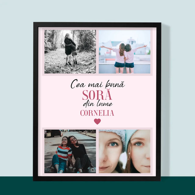 Colaj De Fotografii: Cea Mai Bună Soră Din Lume - Imprimare Cu Ramă 30X40 (Verticală)