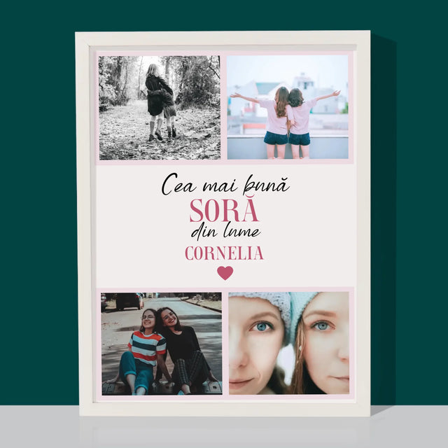 Colaj De Fotografii: Cea Mai Bună Soră Din Lume - Imprimare Cu Ramă 30X40 (Verticală)